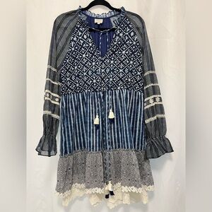 Hemant & Nandita Medium Short Dress Indigo Blue Tie Dye